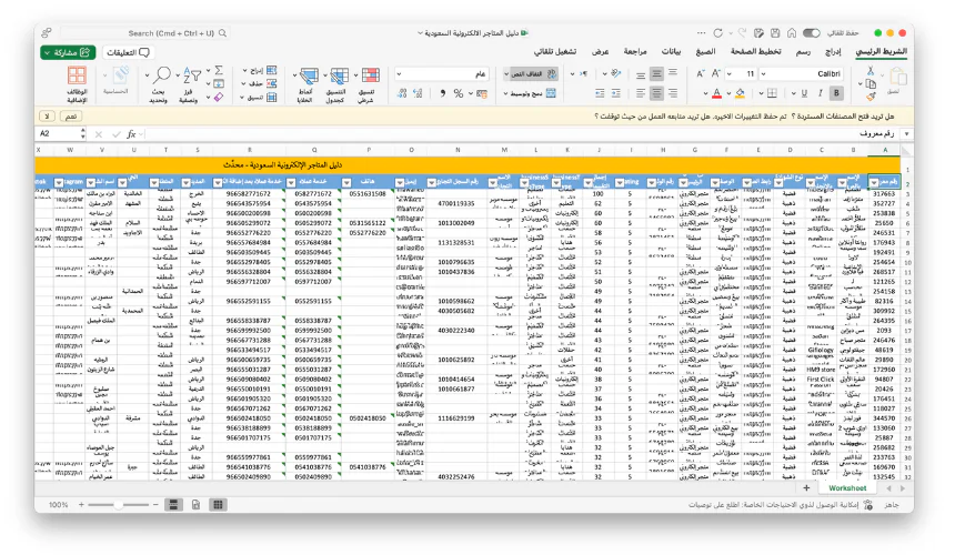 دليل المتاجر الإلكترونية السعودية – ملف يحتوي على أكثر من 70 ألف متجر إلكتروني سعودي مصنف