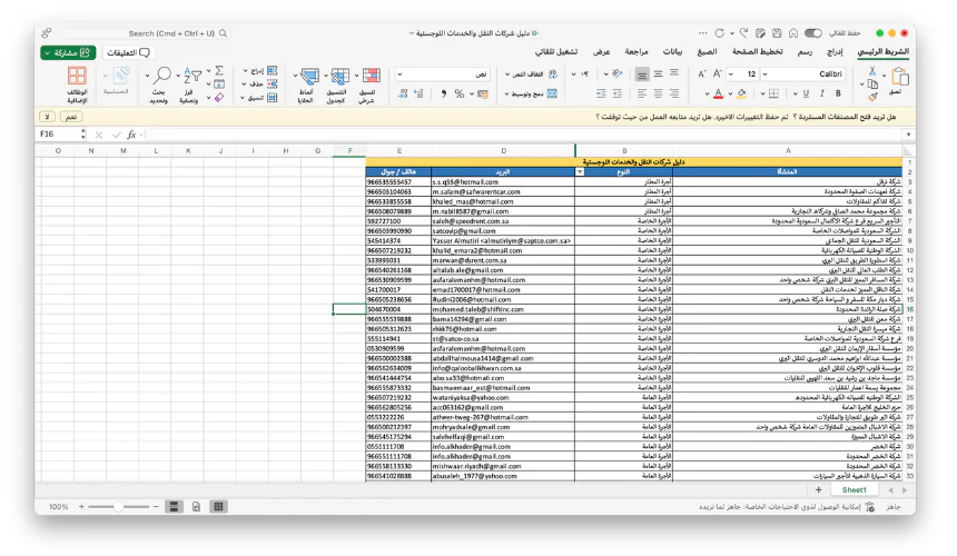 دليل شركات النقل والخدمات اللوجستية السعودية – يحتوي على بيانات أكثر من 7900 شركة